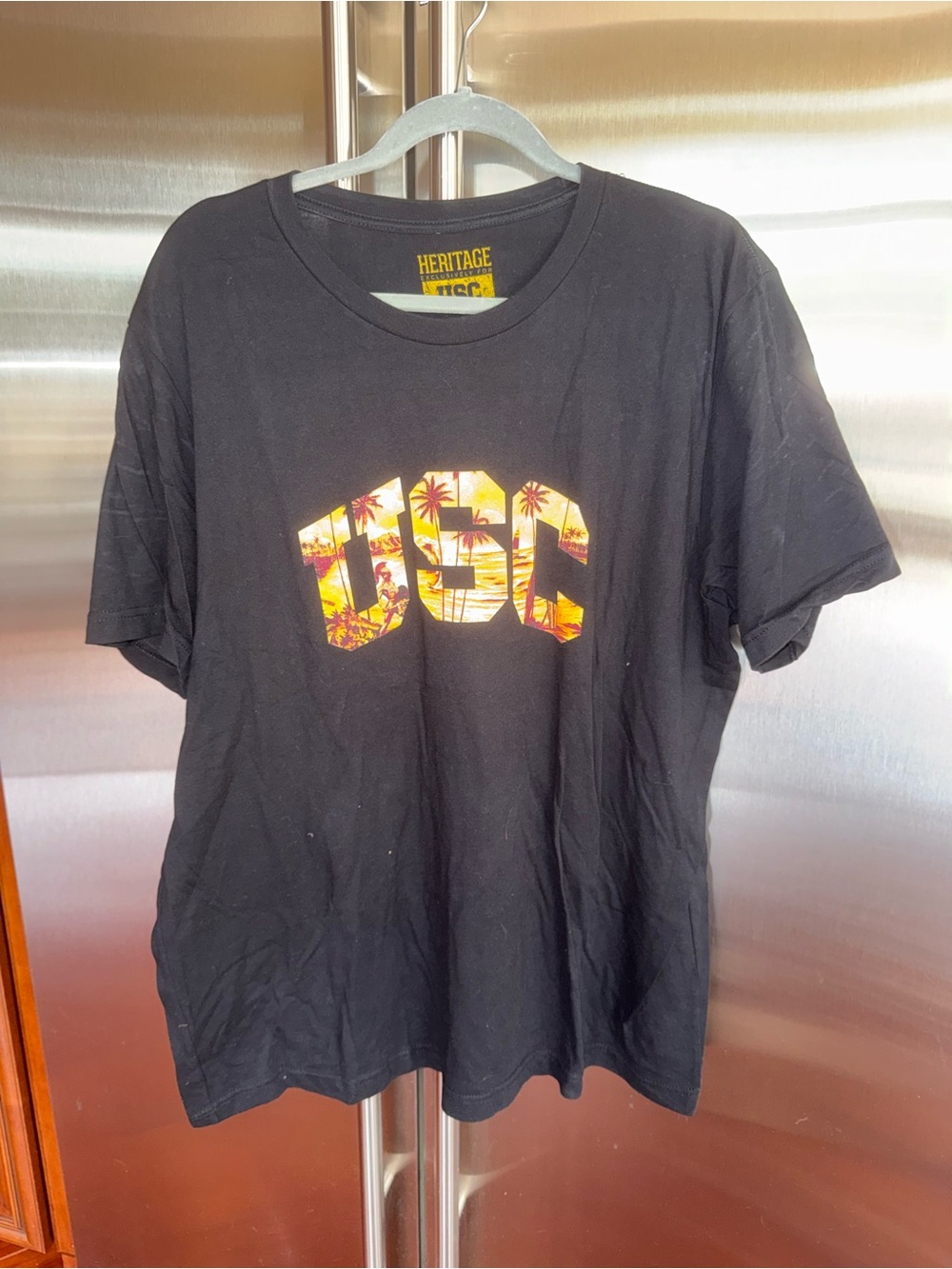 Heritage USC Black T-Shirt with Tropical Logo, size XL